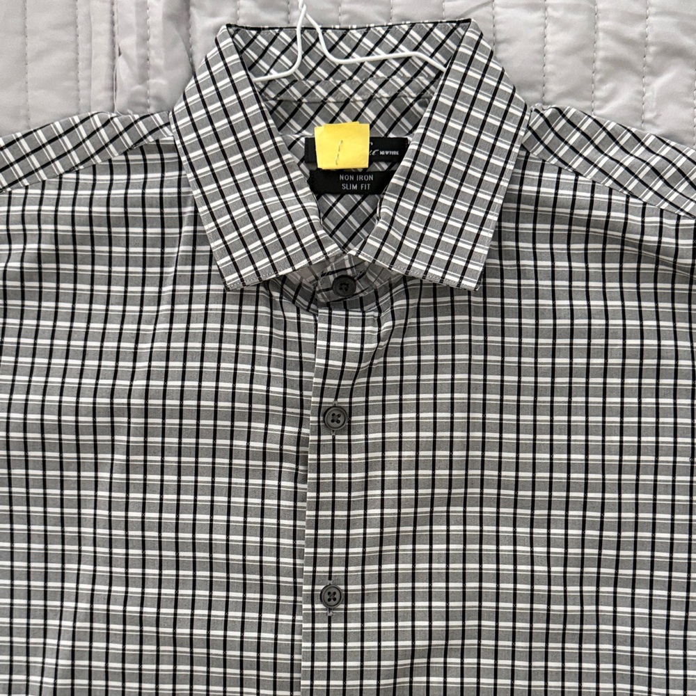 Kenneth Cole- Men's Slim Fit Non-Iron Plaid Shirt- 16-34/35